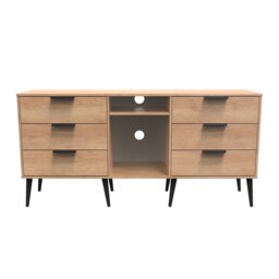 Fuji 6 Drawer Sideboard in Nebraska Oak (Ready Assembled) Brown Nebraska Oak