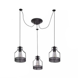 Vintage Black Ceiling Light Shade Spider 3-Light Chandelier Pendant Light E27