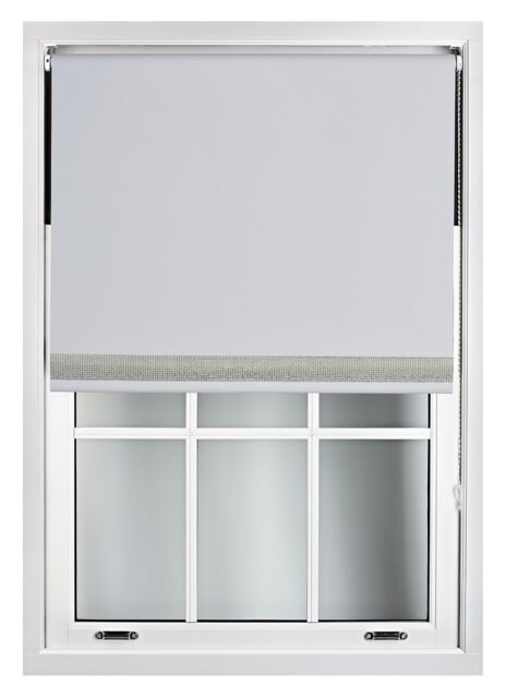FURNISHED Thermal Blackout Roller Blinds with Diamante Edge Made to Measure Window Shade White White (W) 240cm x (L) 165cm