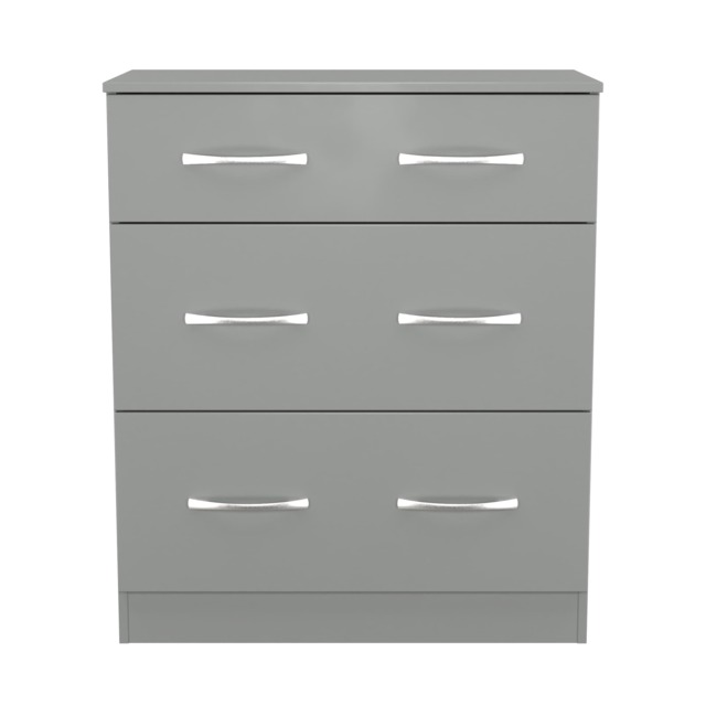 Hampshire 3 Drawer Deep Chest of Drawers in Dusk Grey (Ready Assembled) Grey Dusk Grey