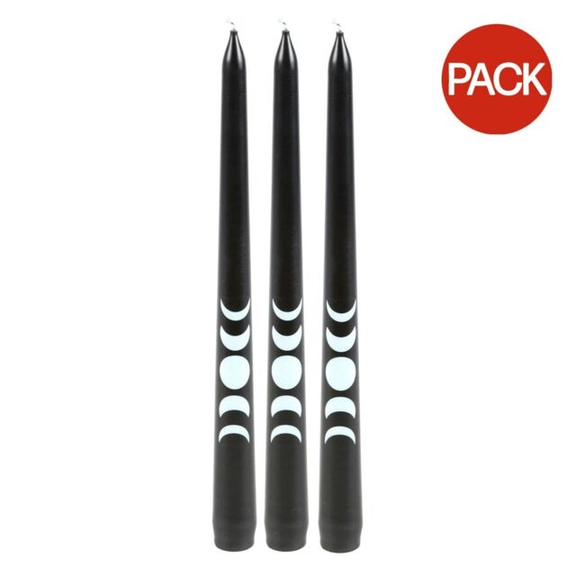 Something Different Magic Moon Phases Taper Candle (Pack of 3) - Black - One Size