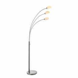 Jaspa LED 3 Light Floor Lamp Satin Nickel, White Glass