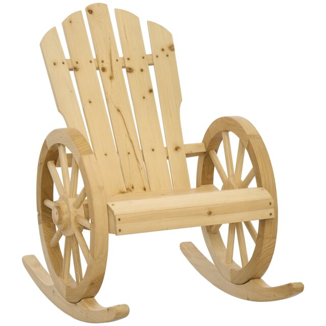 Outsunny Adirondack Rocking Chair Porch Garden Lounging, Natural
