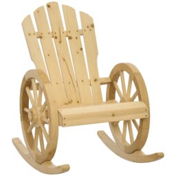 Outsunny Adirondack Rocking Chair Porch Garden Lounging, Natural