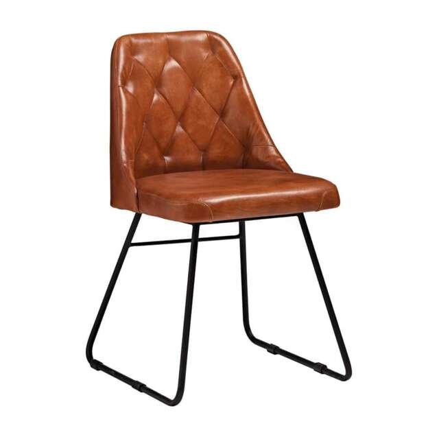 Farland Side Chair - Side Chair in Bruciato Leather. Brown