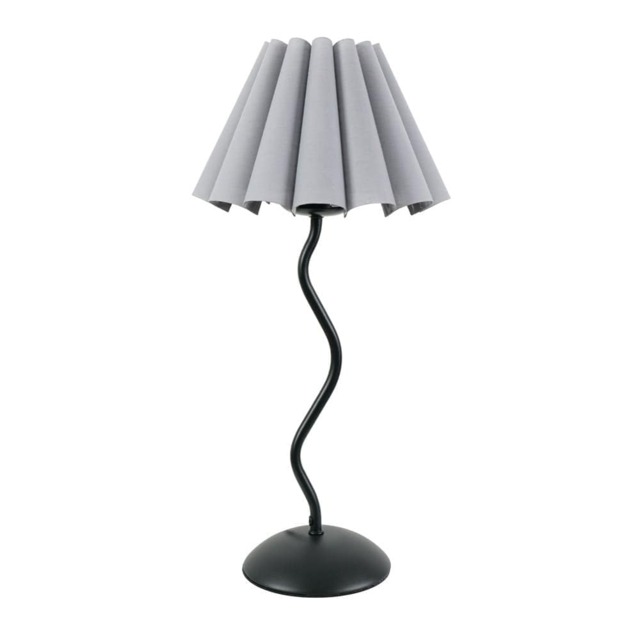ValueLights Wiggle Black Metal Table Lamp Grey Scallop Shade and Bulb