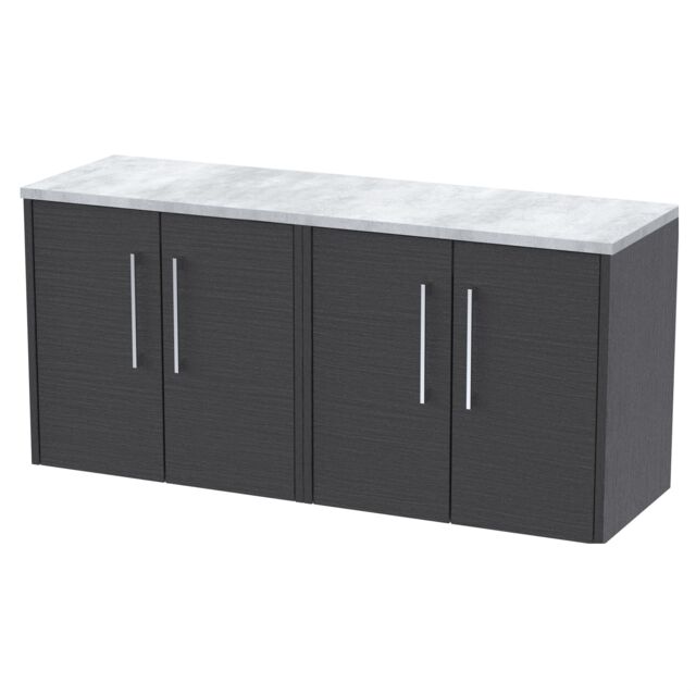 Balterley Winshill Contemporary Wall Hung Vanity Unit with Laminate Worktop, Woodgrain Dark Grey, 1200mm