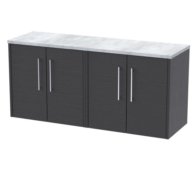 Balterley Winshill Contemporary Wall Hung Vanity Unit with Laminate Worktop, Woodgrain Dark Grey, 1200mm