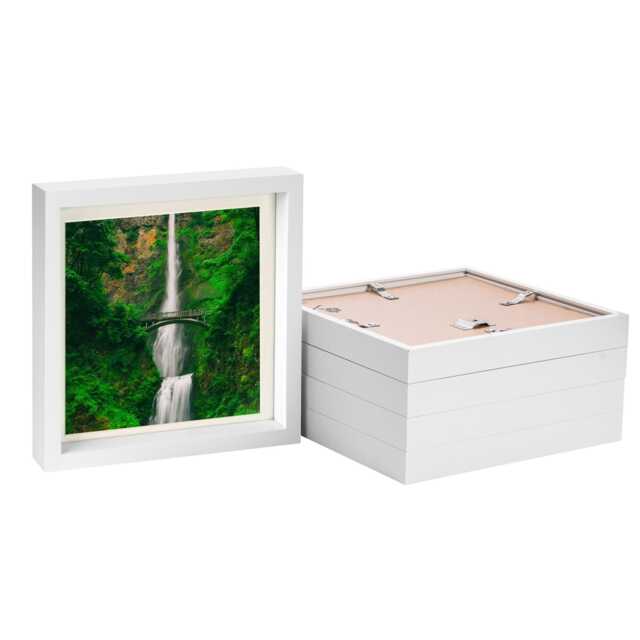 "Nicola Spring 10 x 10"" Photo Frames - Ivory Mount 3D Photo Frame Picture Frame Box Portrait Display Case & Spacer (53 x 53cm) x5"
