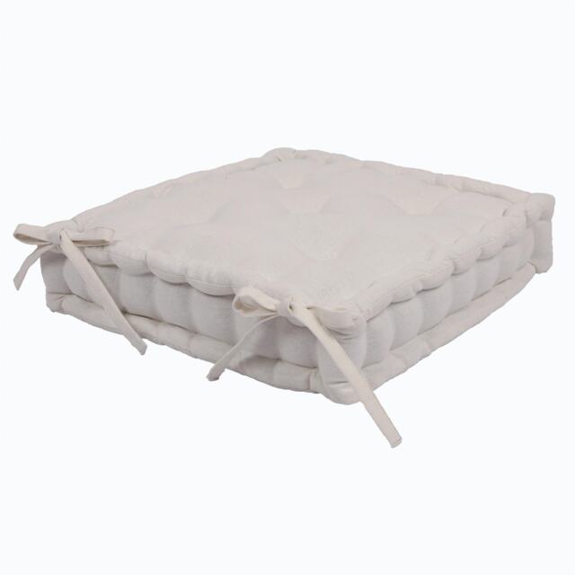 Harbour Housewares Deluxe Square Seat Pad - 40 x 40cm - Cream