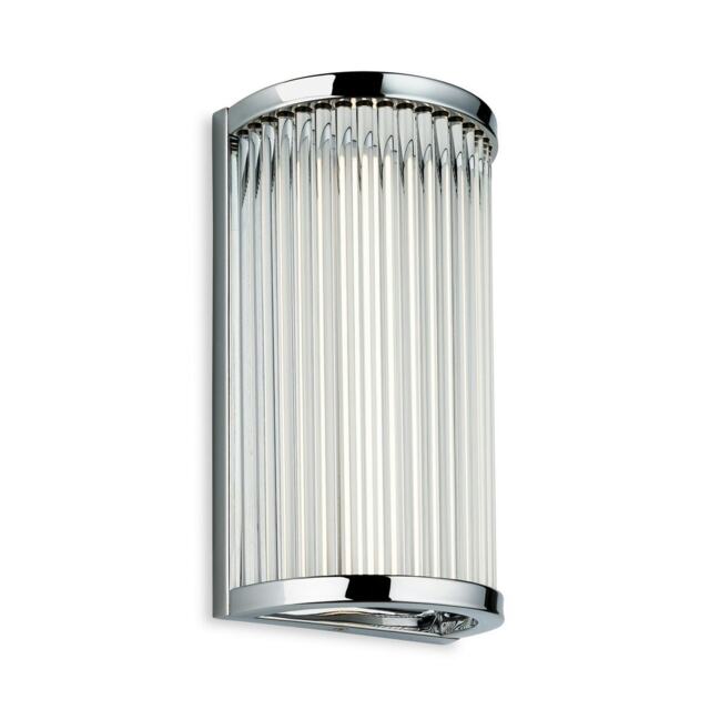 Jewel Integrated LED Bathroom Flush Wall Light Chrome with Clear Glass Rods IP44
