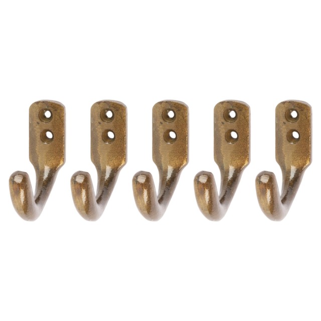 Hammer & Tongs Single Coat Hook - W20mm x H55mm - Brass - Pack of 5