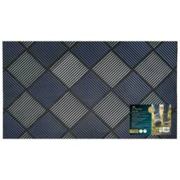 JVL Platina Rubber Scraper Doormat 40x70cm, Silver/Blue