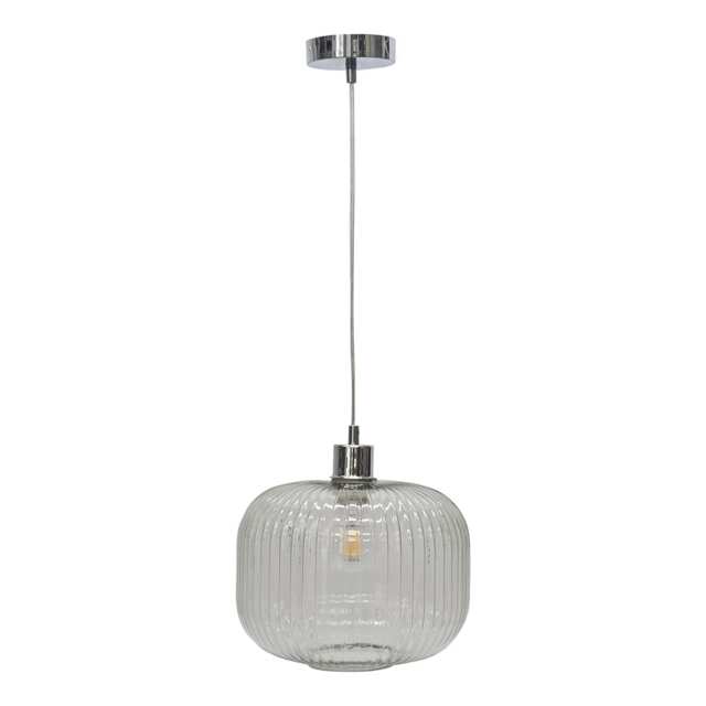 Batley Large - Clear Ribbed Glass with Chrome Pendant Fitting Clear Clear 1