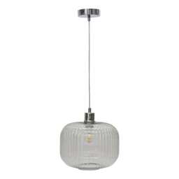 Batley Large - Clear Ribbed Glass with Chrome Pendant Fitting Clear Clear 1