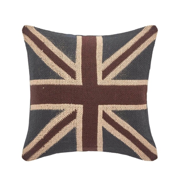 Homescapes Jacquard Union Jack Cushion Cover British Flag Tapestry - 45 x 45 cm Blue Dark Blue, Rust, Cream 45 x 45 cm