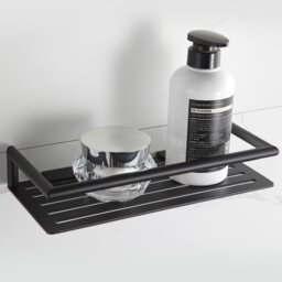 Showerdrape Verso Stainless Steel Black Rectangular Shower Basket Black Black 1