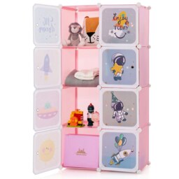 COSTWAY 8-Cube Portable Kids Wardrobe Closet Dresser-Pink Pink