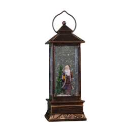 27cm Battery Operated Light up Bronze Christmas Water Spinner with Santa Scene & LEDs