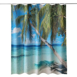 Ocean Beach Polyester Shower Curtain with 12 Hooks - 180x200cm