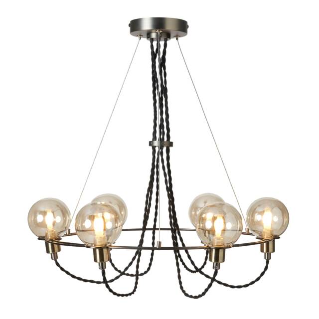 BHS Soho 6 Light Flush Ceiling Light, Nickel Silver Satin Nickel 1