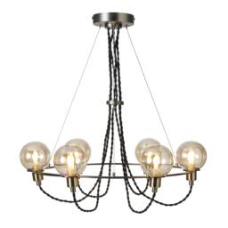 BHS Soho 6 Light Flush Ceiling Light, Nickel Silver Satin Nickel 1