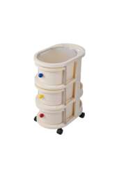 Living and Home 3-Tier Rolling Storage Cart with Drawers and Lockable Casters Cream