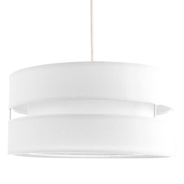 "Contemporary 14"" White Linen Fabric Triple Tier Ceiling Pendant Lamp Shade White White 1"