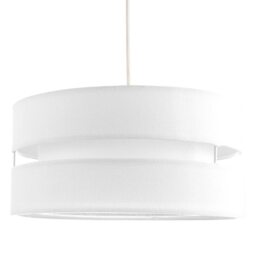 "Contemporary 14"" White Linen Fabric Triple Tier Ceiling Pendant Lamp Shade White White 1"