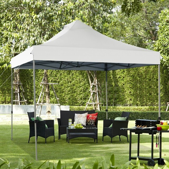 COSTWAY 3m x 3m Garden Gazebo Pop Up Canopy Tent Shelter White