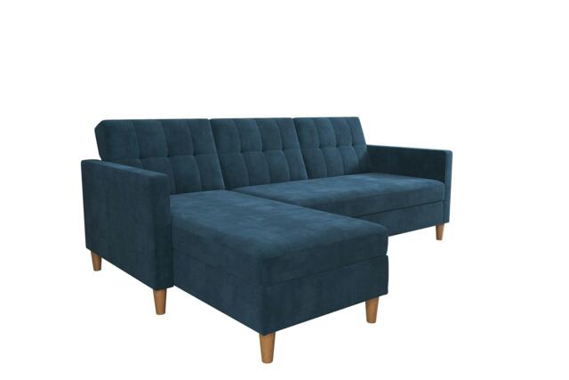 Hartford sectional sofa bed chenille blue with storage Blue Blue Three Seater