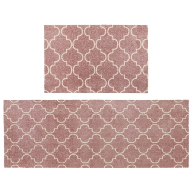 JVL Mega Machine Washable Doormat and Runner Set, Rose Lattice