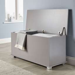 Ottoman Storage Chest Toy Bedding or Blanket Box Large Wooden Home Grey Grey