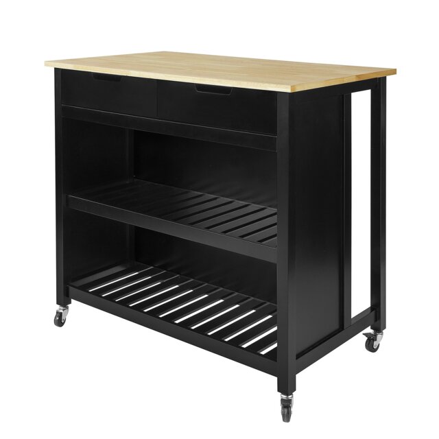 SoBuy FKW74-SCH,Kitchen Storage Trolley with 2 Drawers & 2 Shelves Black Black