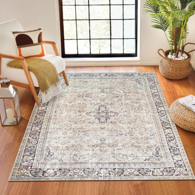 LIVABLISS Becki Owens Darling-Washable Traditional Vintage Boho Rug 160 x 213 cm Brown Pink