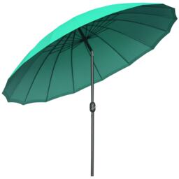 Outsunny 2.5m Round Curved Adjustable Parasol Sun Umbrella Metal Pole Green Green