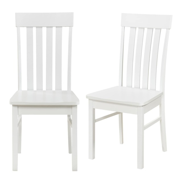 COSTWAY Dining Chairs Set of 2 Dining Room Chairs with Hollowed Backrests-White