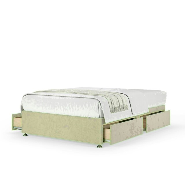 Cream Naples Velvet 4 Drawer Divan Base King Size