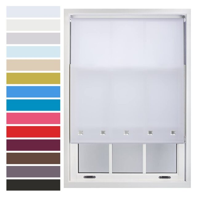 FURNISHED Roller Blinds with Square Eyelets and Metal Fittings Made to Measure Sheer Window Blind White White (W) 150cm x (L) 210cm