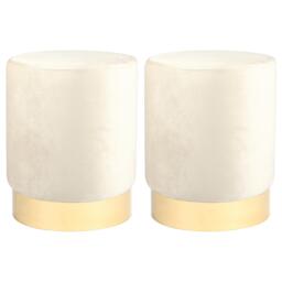 Harbour Housewares Round Velvet Foot Stool - Modern Dressing Table Pouffe Footstool Vanity Seats Vanity Chair Pouf Cream Cream 2