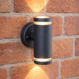 CGC Jennifer Dark Grey Up and Down Cylinder Outdoor Wall Light Grey Dark Grey Height: 14 cm, Width: 7.6 cm, Depth: 10.5 cm
