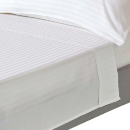 Homescapes White Egyptian Cotton Satin Stripe Flat Sheet 330 TC, Double White Double