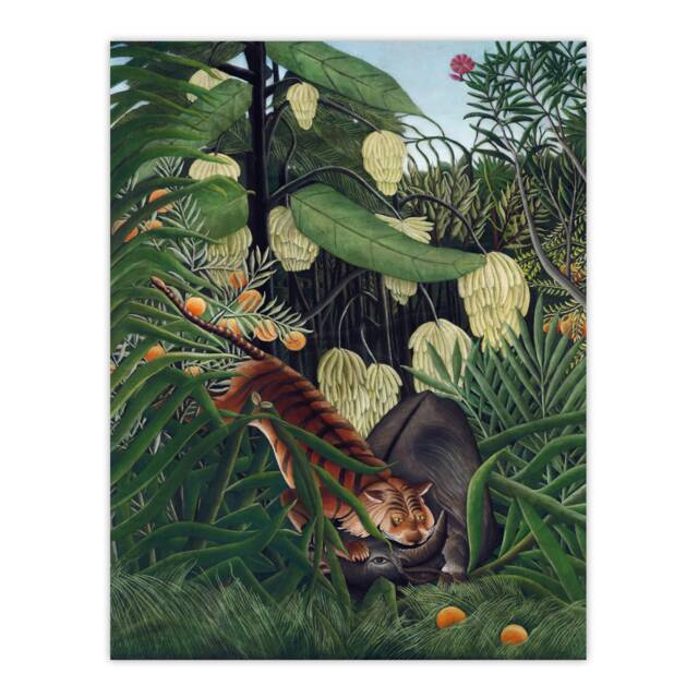 Fight between a Tiger and a Buffalo Rousseau Huge Wall Art Print 18X24 In