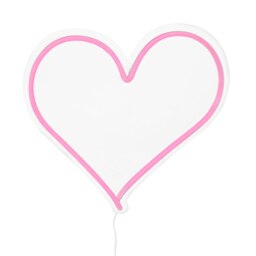 Orsina Neon Heart Design LED Box Light, Vibrant Pink Wall-Mounted Kids Lighting, Doodle-Style Heart Neon Light