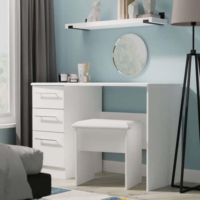 Carlton 3 Drawer Desk in Porcelain Matt (Ready Assembled) White Porcelain Matt