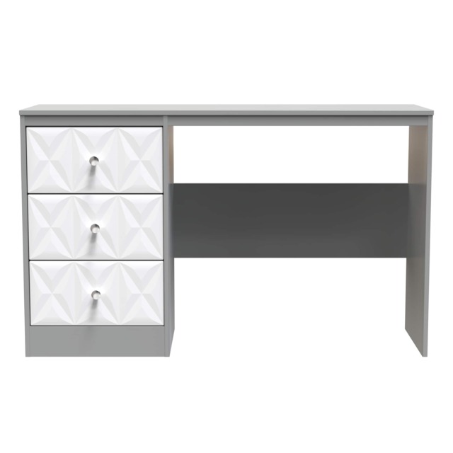 Memphis 3 Drawer Wide Desk in White Matt & Dusk Grey