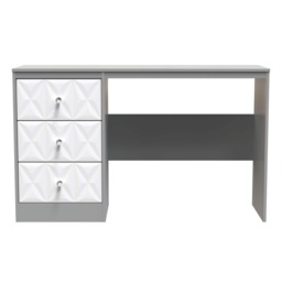 Memphis 3 Drawer Wide Desk in White Matt & Dusk Grey