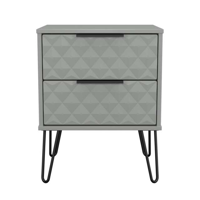 Islay 2 Drawer Compact Bedside Cabinet in Dusk Grey (Ready Assembled) Grey Dusk Grey