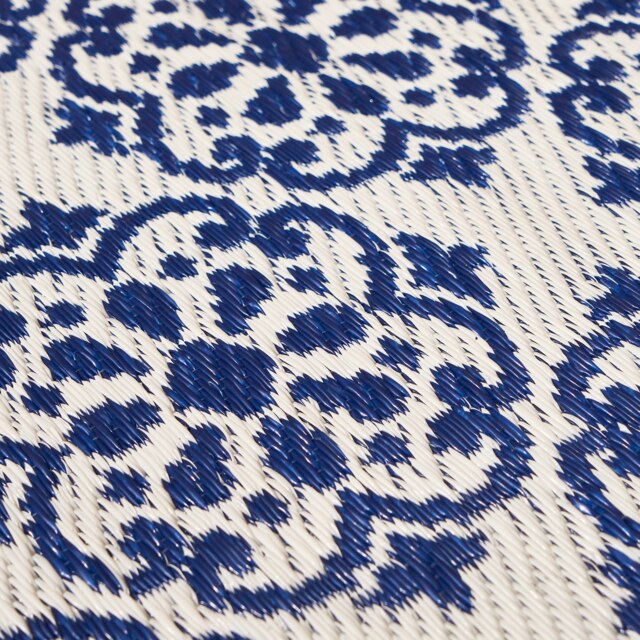 OHS Blue Tiles Large Outdoor Garden Patio Waterproof Floor Mat Rug Blue Blue and White 160 x 230cm