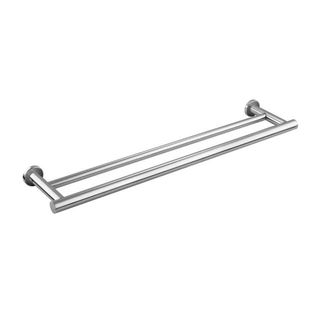 Cosmic Wall Mounted Double Towel Round Rail with Elegant Chrome Finish Grey